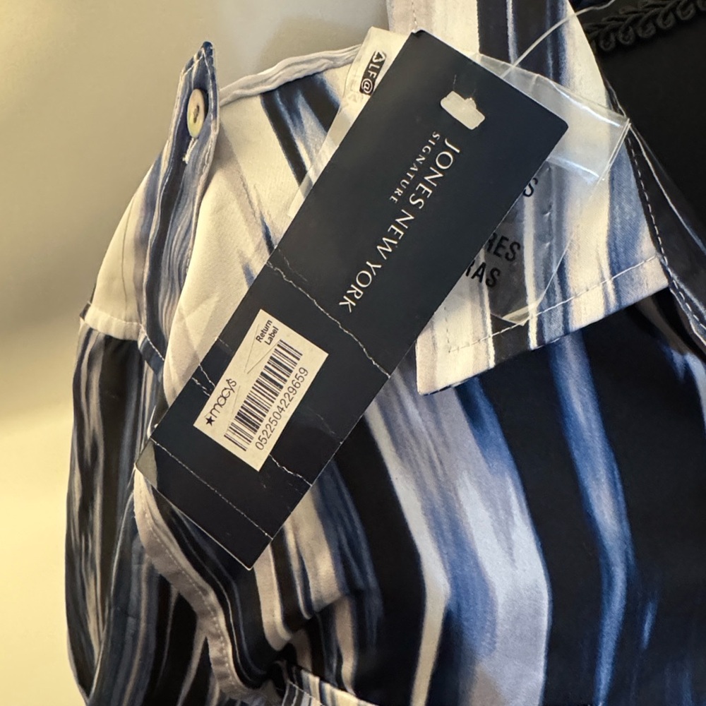 Jones New York Blue and Black Striped Shirt - Picture 3 of 6